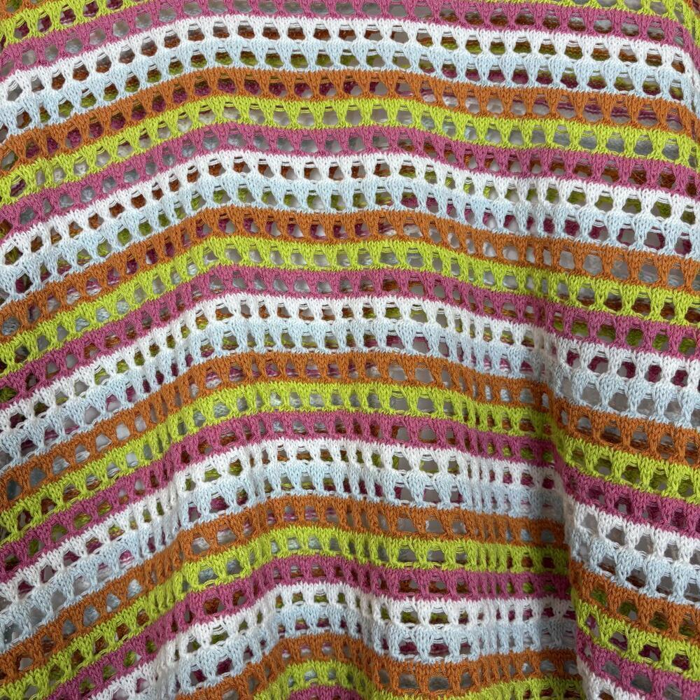 Pink Lily Open Knit Pink, Orange, and White Knit Summer Sweater Size: Large - Picture 5 of 6